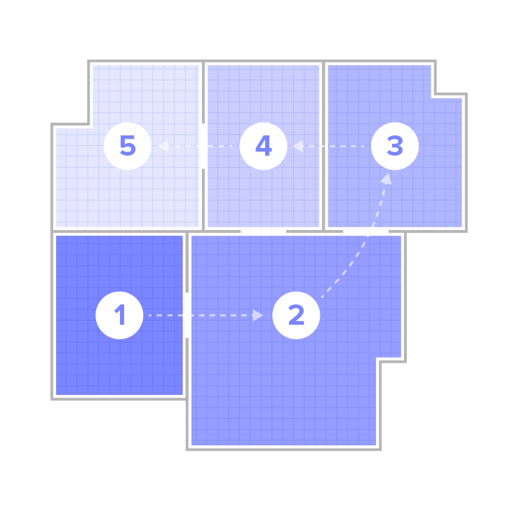 Schemat mappowania kondygnacji przez odkurzacz Roborock s6MaxV.