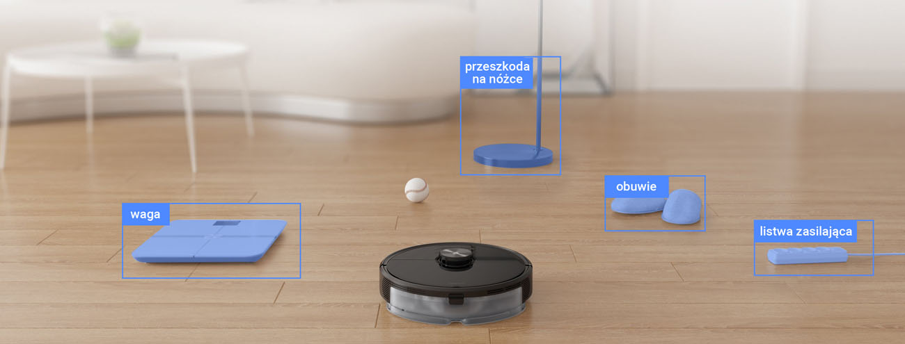 Odkurzacz Roborock S6 MaxV rozpoznaje domowe przedmioty, które należy omijać.